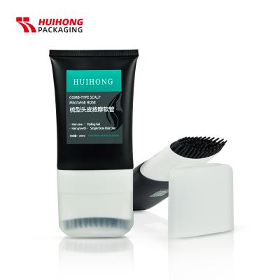 D50 100 ml en aluminium noir en plastique cheveux traitement du cuir chevelu massage LDPE peigne squeeze lotion tube avec interrupteur