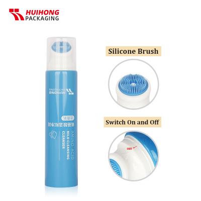 canne à sucre bleue massage du cuir chevelu cosmétique brosse en silicone tube de lavage du visage
